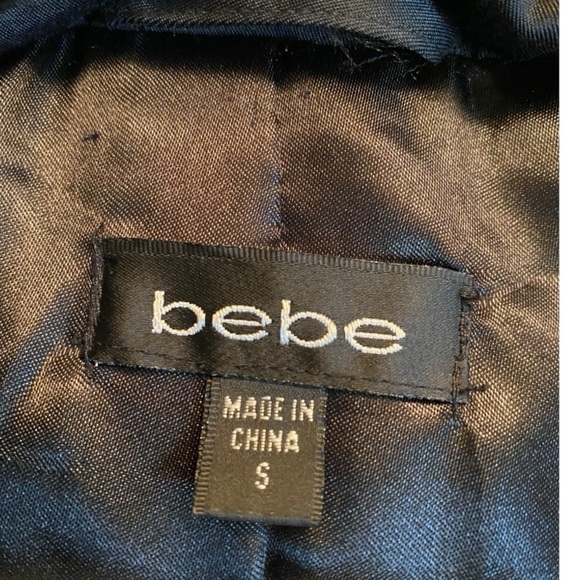 Bebe Black Rabbit Fur Trim with Blended Down Feather Jacket I Size: S - Picture 9 of 12